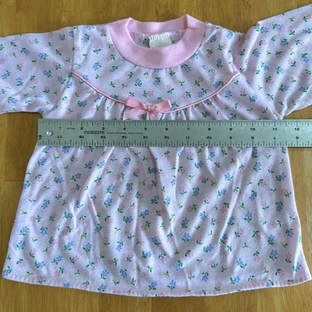 Vintage Pink Floral Girls Toddler Pajamas 3T See Measurements